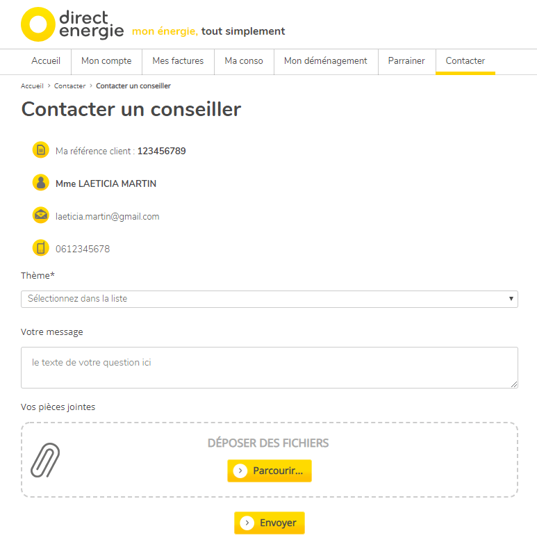 espace client direct energie : contacter un conseiller